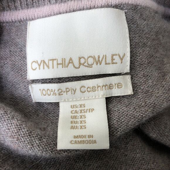 Cynthia Rowley 100% 2-ply Cashmere Small Taupe Pink Star Print Crew Neck… - Picture 6 of 6
